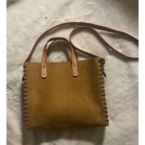 Suede And Wooden Crossbody Hand-Stitched Minimalist Western Boho Shoulder Bag